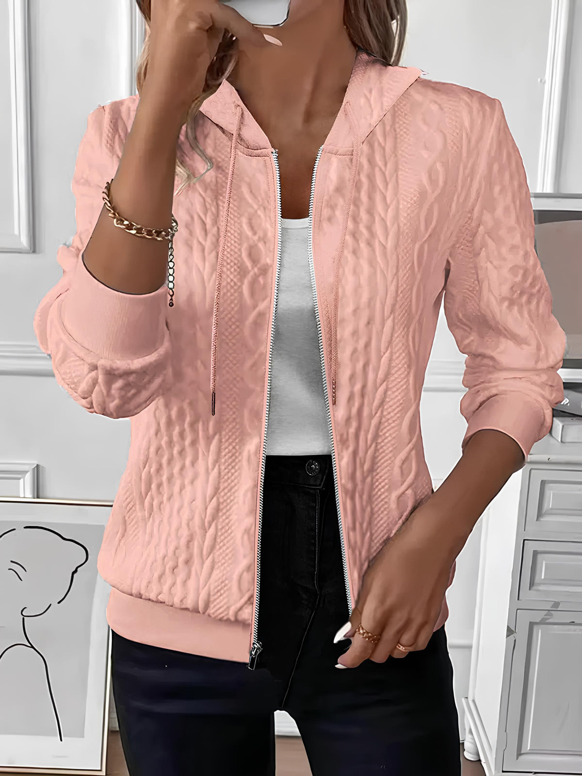 Zip Up Hooded Sweatshirt Jacket
