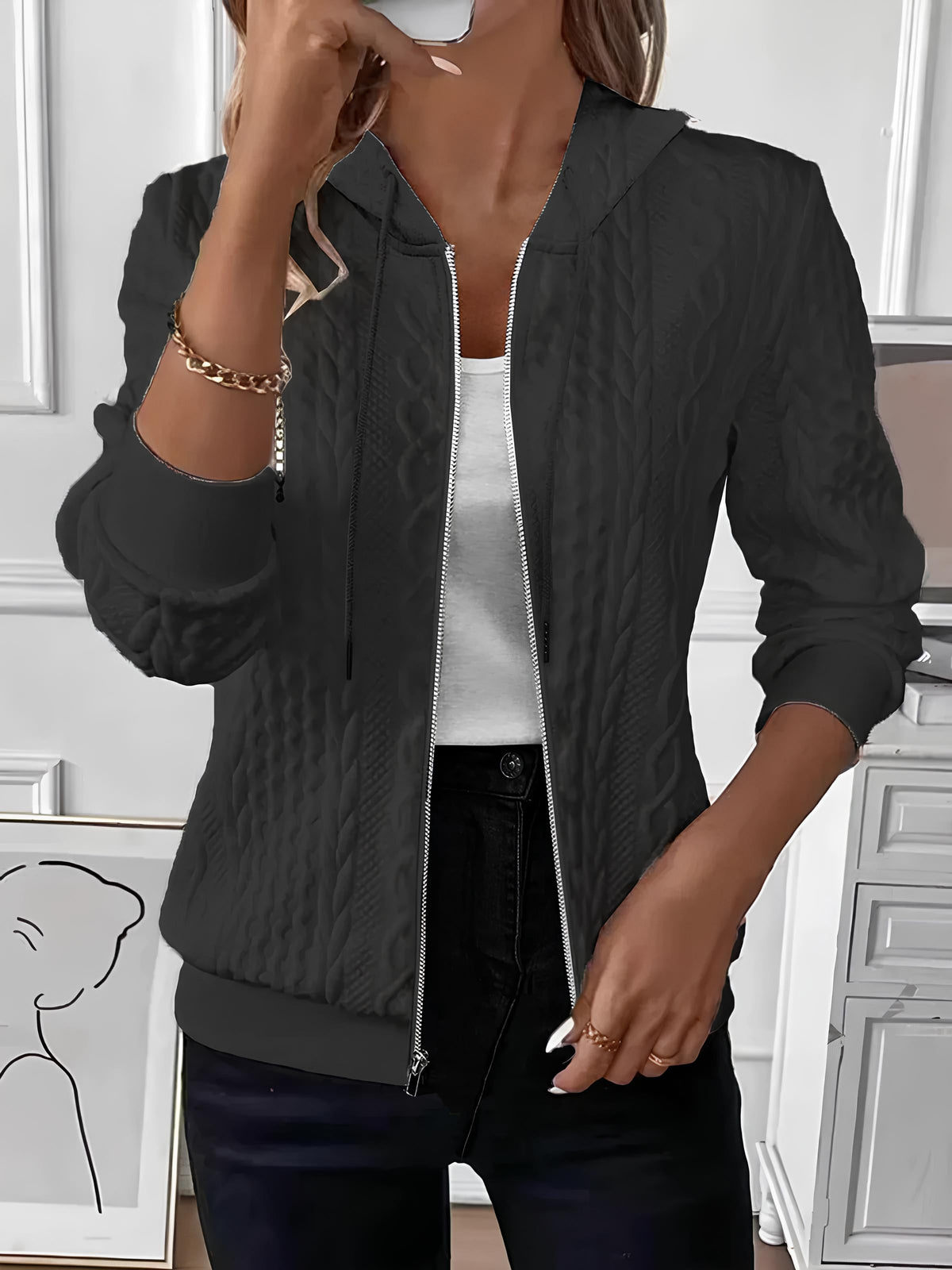 Zip Up Hooded Sweatshirt Jacket